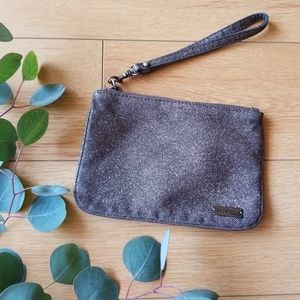 Express Brown with Gold Sparkle Wristlet